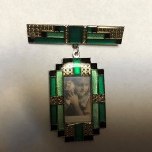 Vintage Enamel Picture Fram Brooch